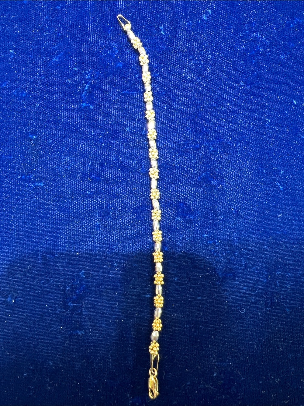 Elegant Gold  Two Tone Floral Link Bracelet - Women Jewelry